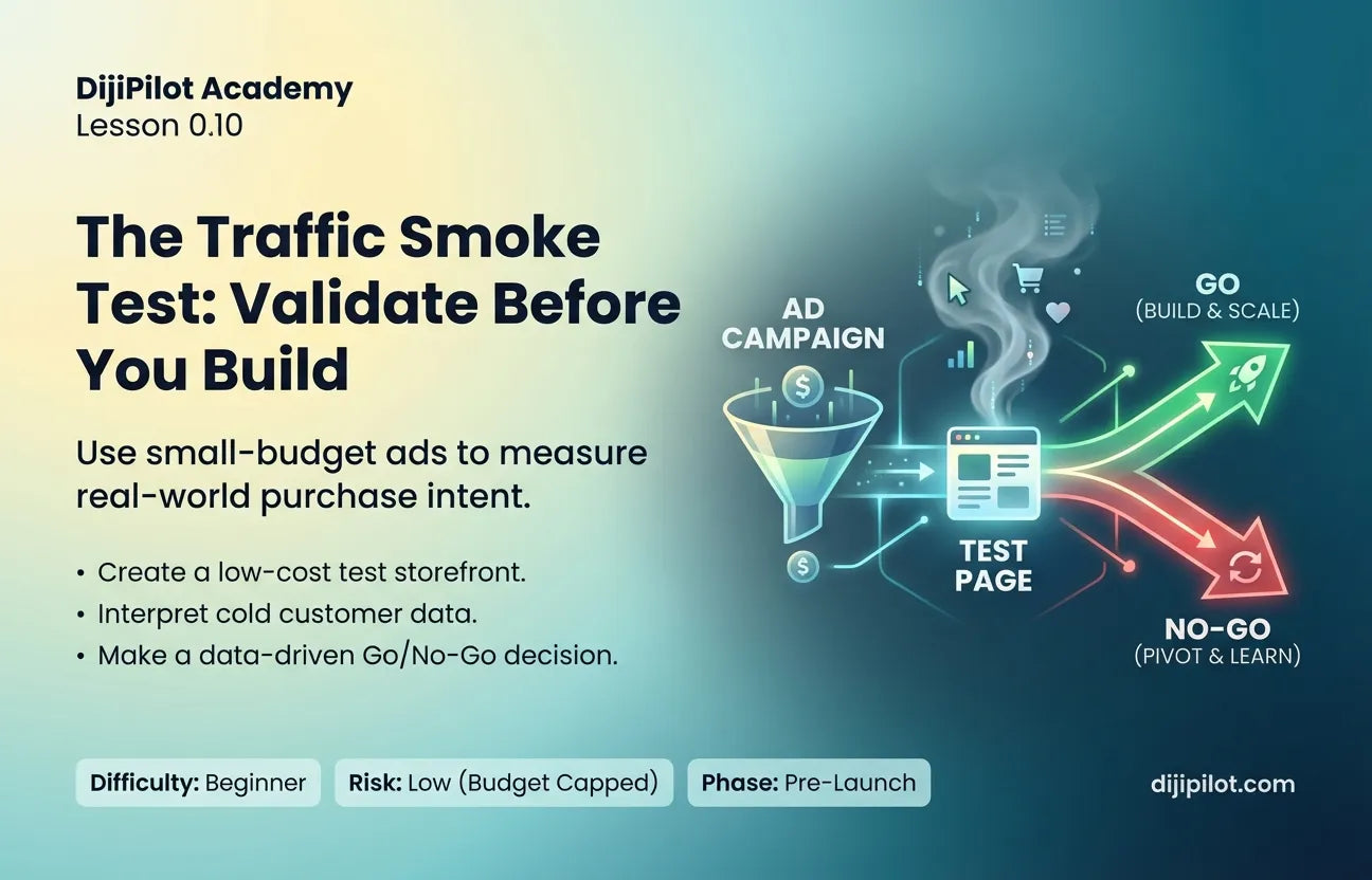 0.10 - DijiPilot Pre‑Launch Validation: The Traffic Smoke Test (Difficulty: Beginner | Path: Launch)