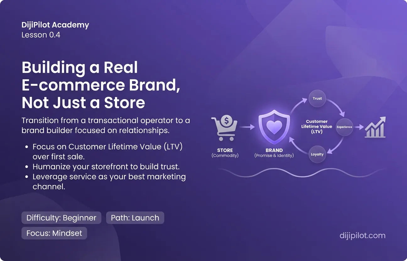 0.4 - The DijiPilot Philosophy: Building a Real E-commerce Brand, Not Just a Store (Difficulty: Beginner | Path: Launch)