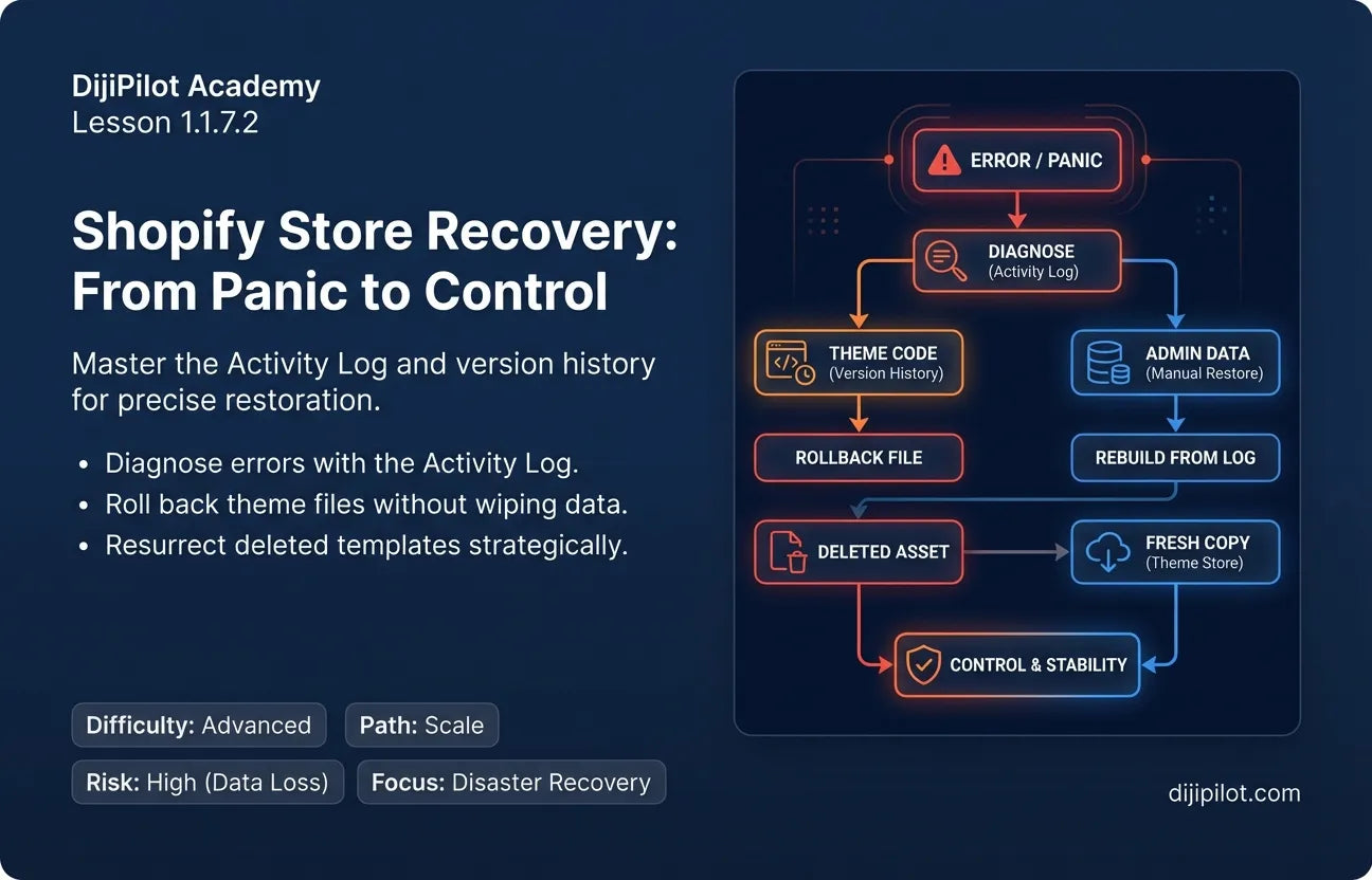 1.1.7.2 - How to Revert or Restore After a Bad Change in Shopify (Difficulty: Advanced | Path: Scale)