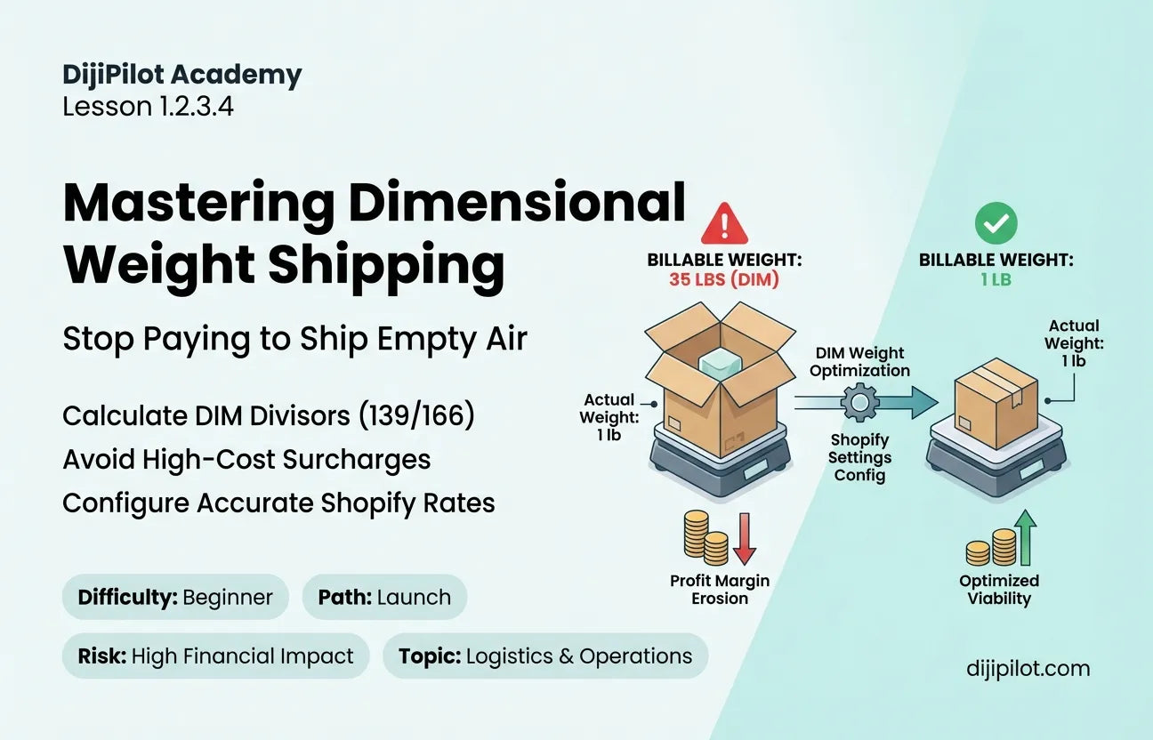 1.2.3.4 - Understanding Packaging, Dimensional Weight & Surcharges in Shopify (Difficulty: Beginner | Path: Launch)