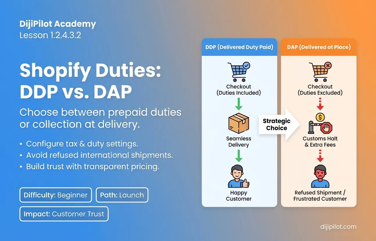 1.2.4.3.2 - How to Show Duties in Shopify Checkout vs. at Delivery (DDP vs. DAP) (Difficulty: Beginner | Path: Launch)