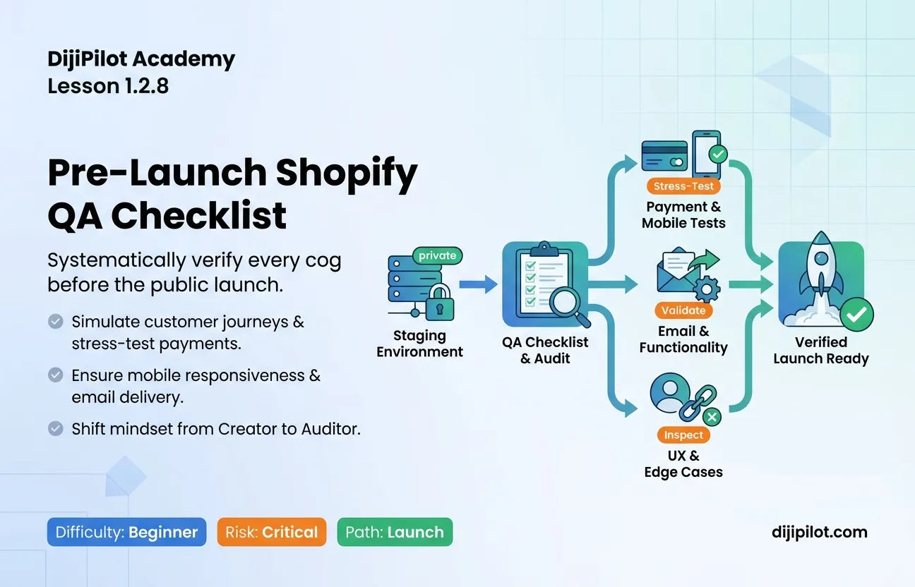 1.2.8 - Your Pre-Launch Shopify QA Checklist (Difficulty: Beginner | Path: Launch)