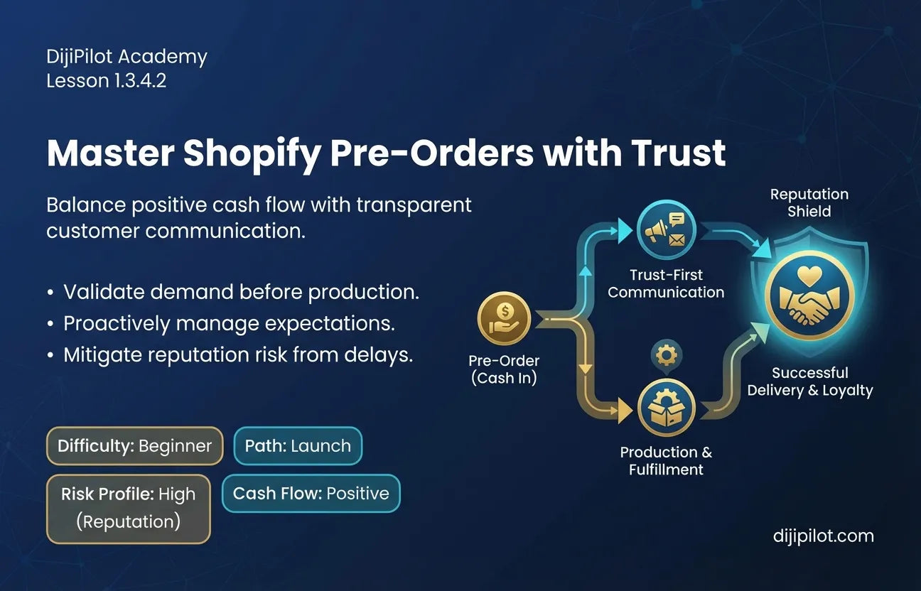 1.3.4.2 - How to Take Pre-Orders on Shopify Without Burning Trust (Difficulty: Beginner | Path: Launch)