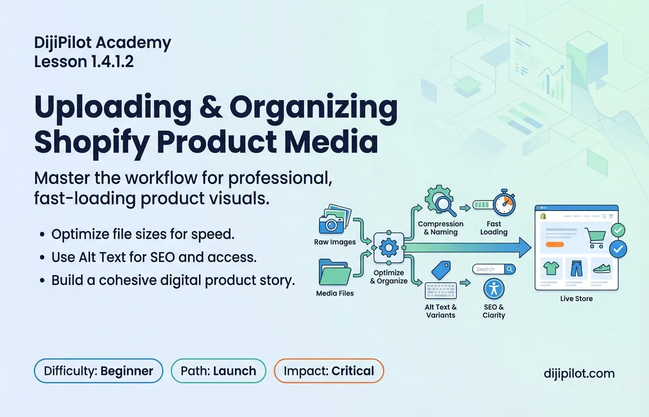 1.4.1.2 - Uploading & Organizing Shopify Product Images and Media (Difficulty: Beginner | Path: Launch)