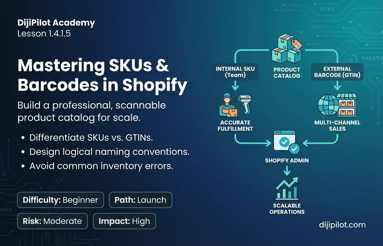 1.4.1.5 - Setting SKUs & Barcodes in Shopify Without Headaches (Difficulty: Beginner | Path: Launch)