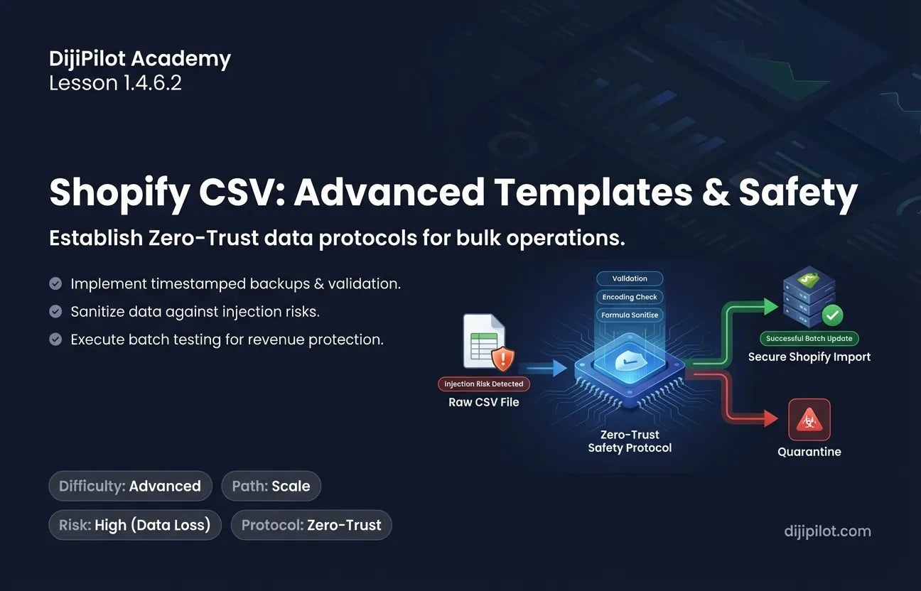 1.4.6.2 - How to Use Shopify CSV Templates & Safety Checks (Difficulty: Advanced | Path: Scale)