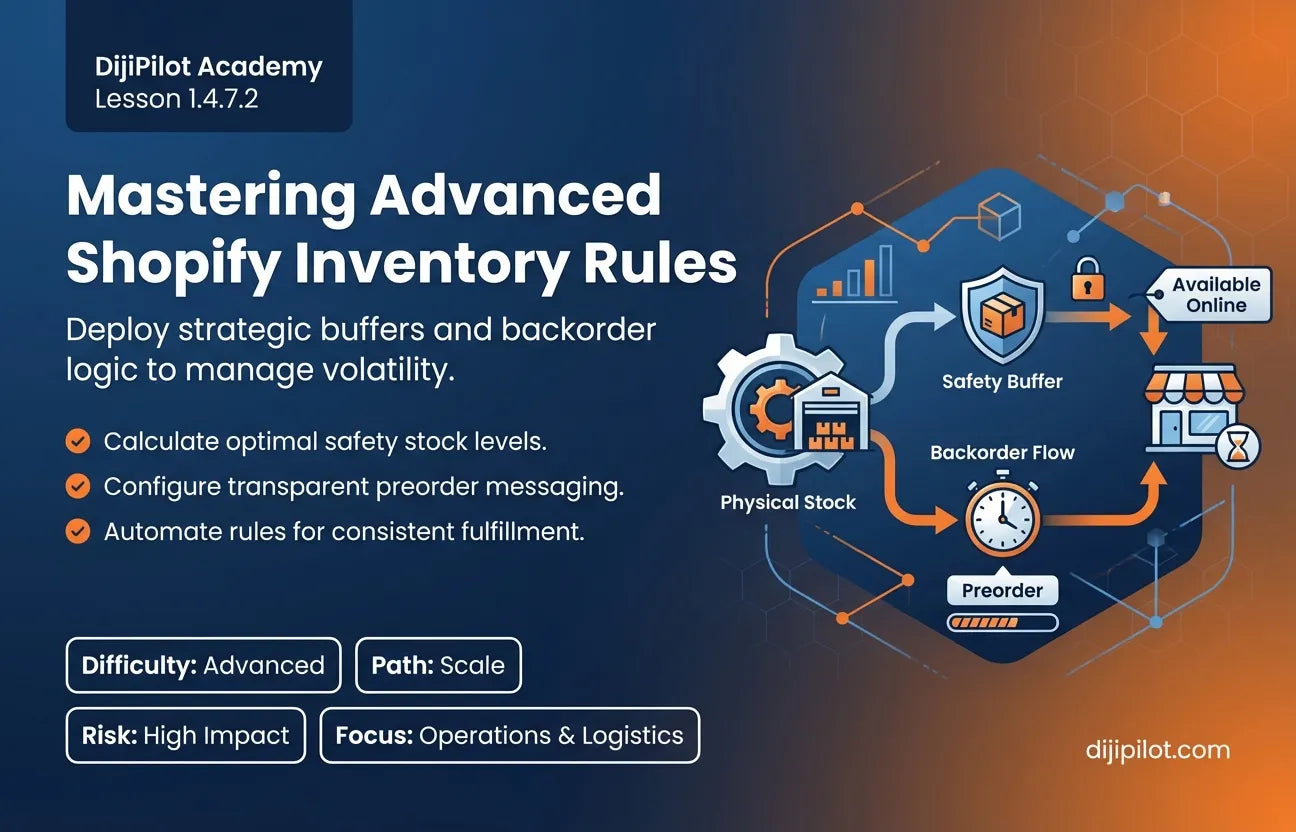 1.4.7.2 - How to Set Rules for Safety Stock, Preorders & Backorders in Shopify (Difficulty: Advanced | Path: Scale)