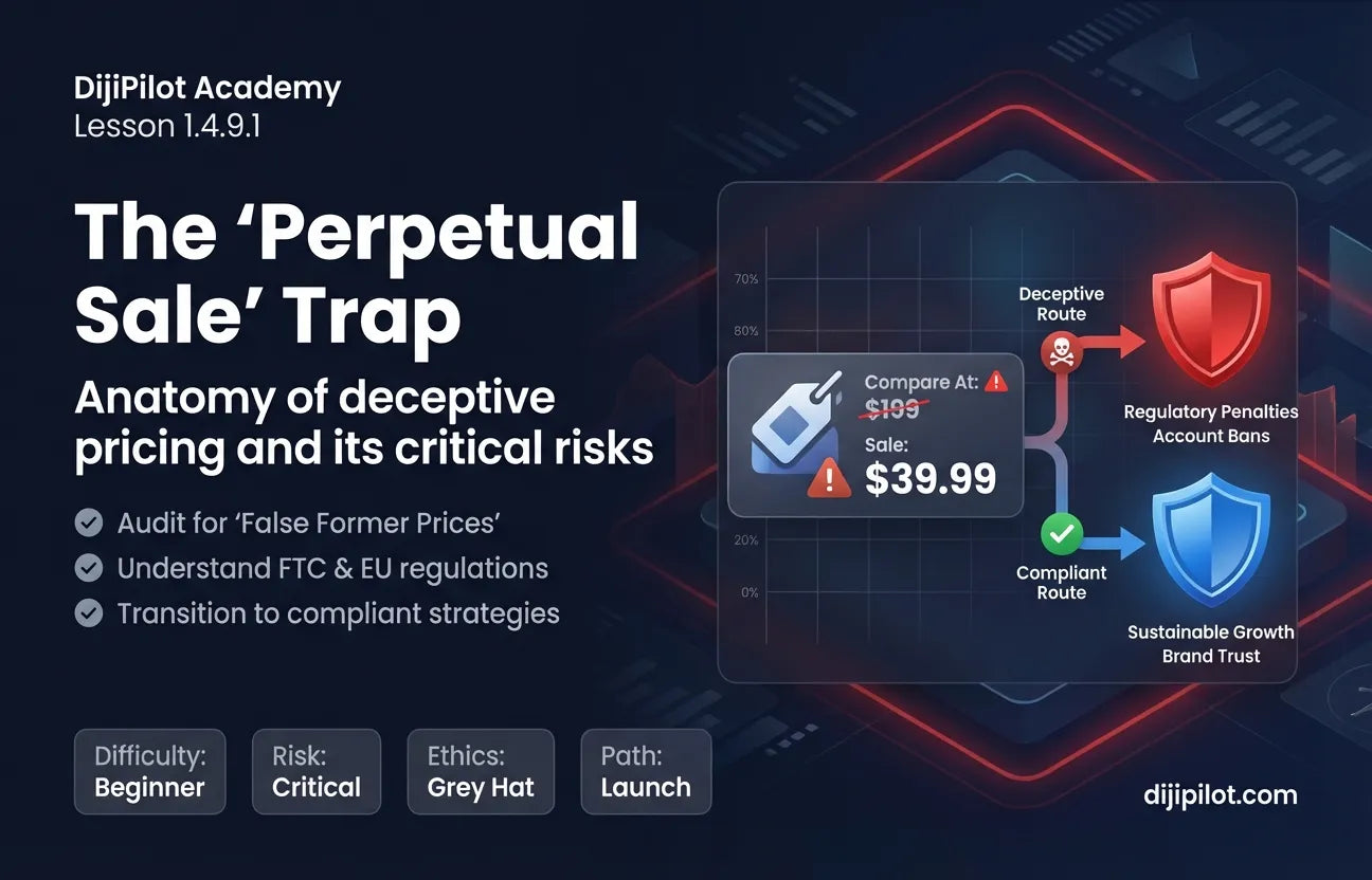1.4.9.1 - The "Perpetual Sale" Trap: Fake "Compare At" prices that never existed to imply value (Difficulty: Beginner | Ethics: Grey Hat | Path: Launch)