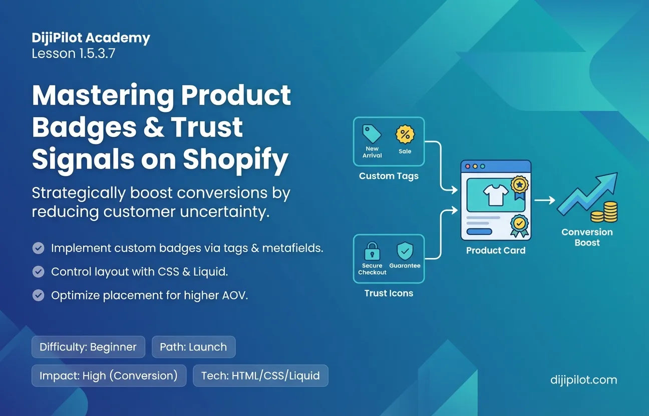 1.5.3.7 - How to Add Product Badges & Trust Signals to Shopify (Difficulty: Beginner | Path: Launch)
