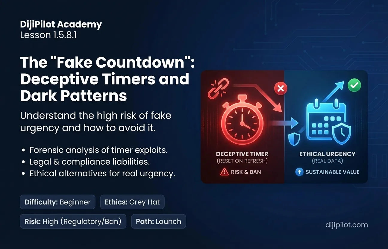 1.5.8.1 - The "Fake Countdown": Timers that reset every time the page refreshes (Difficulty: Beginner | Ethics: Grey Hat | Path: Launch)