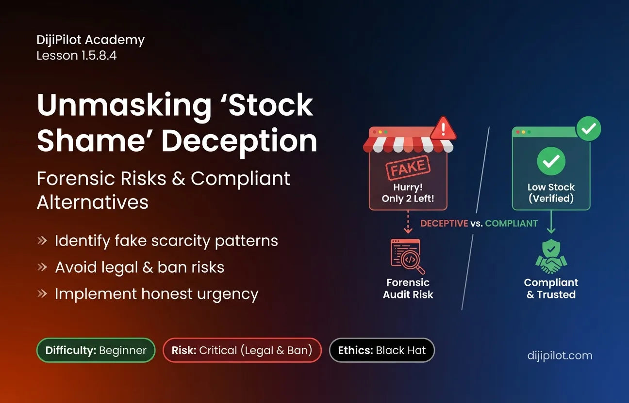 1.5.8.4 - "Stock Shame": Lying about low inventory ("Only 2 Left!") to force a click (Difficulty: Beginner | Ethics: Grey Hat | Path: Launch)