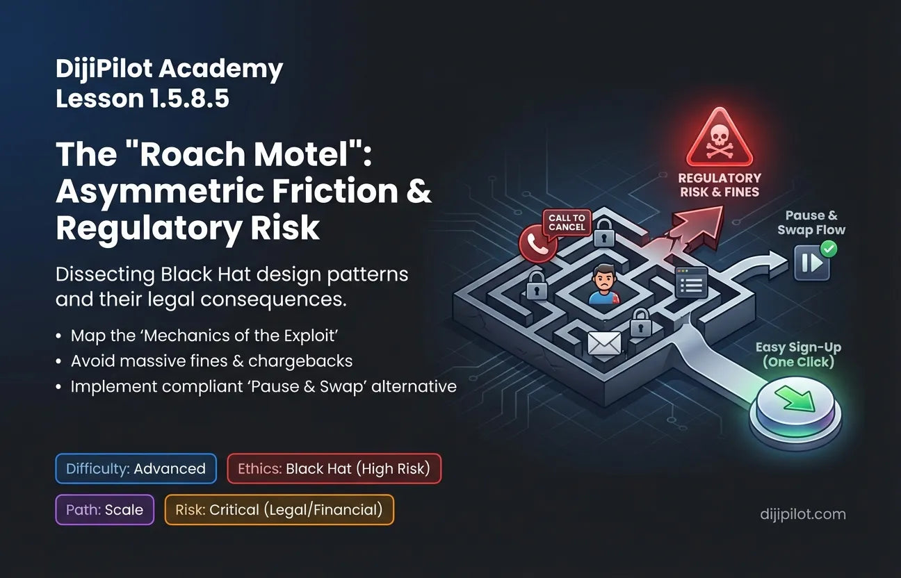 1.5.8.5 - The "Roach Motel": Making it easy to subscribe but requiring a phone call to cancel (Difficulty: Advanced | Ethics: Black Hat | Path: Scale)