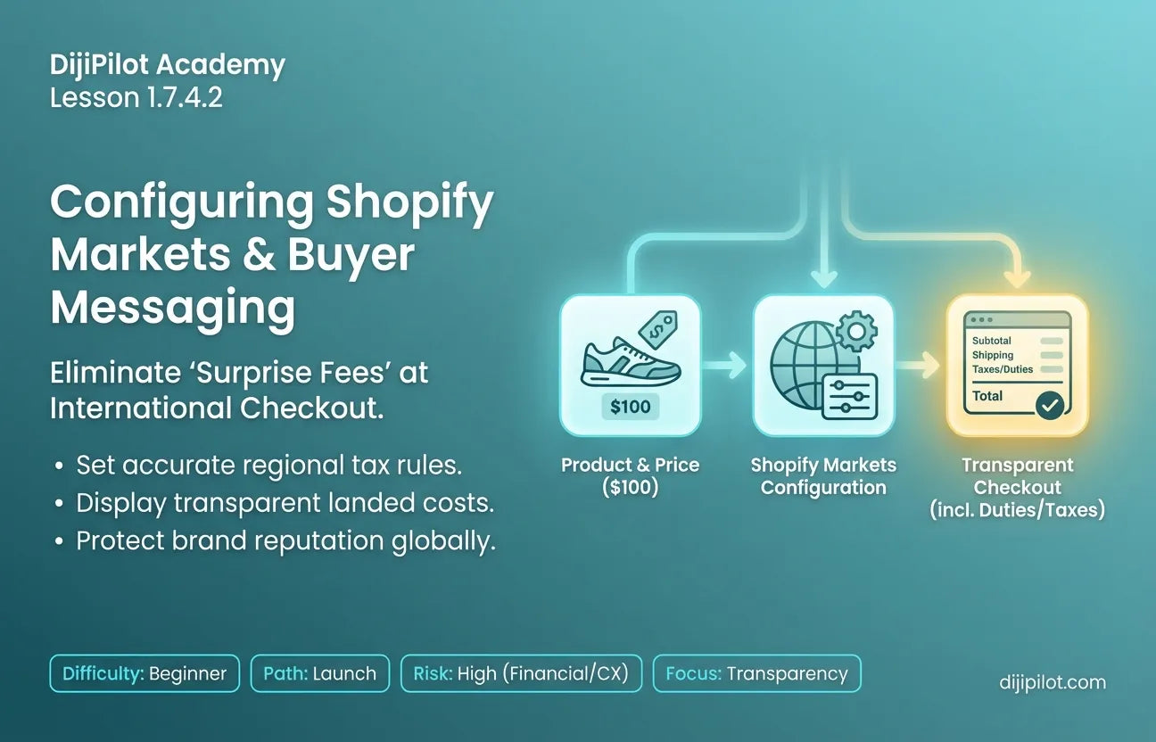 1.7.4.2 - How to Configure Shopify Markets & Buyer Messaging (Difficulty: Beginner | Path: Launch)