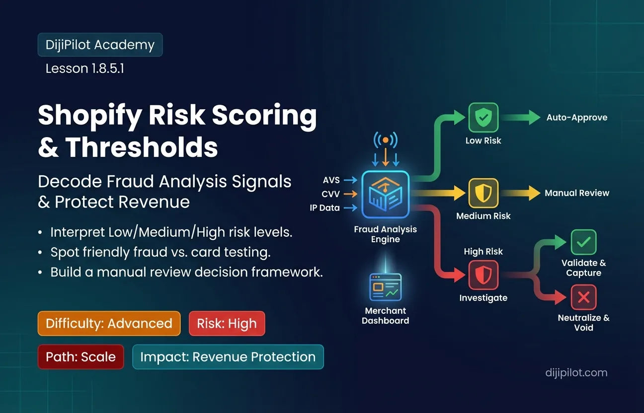 1.8.5.1 - Understanding Shopify Risk Scoring & Thresholds (Difficulty: Advanced | Path: Scale)