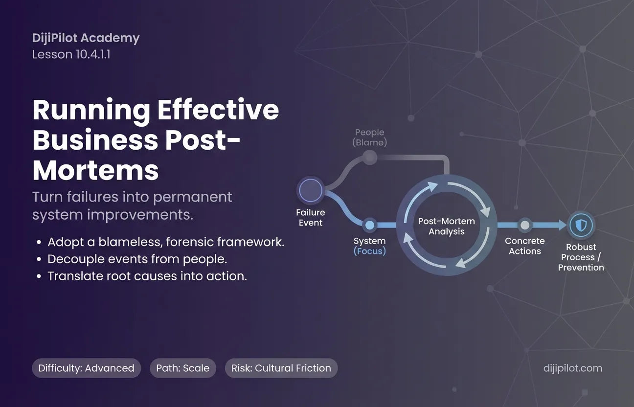 10.4.1.1 - How to Run Business Post-Mortems: Facts → Causes → Actions (Difficulty: Advanced | Path: Scale)