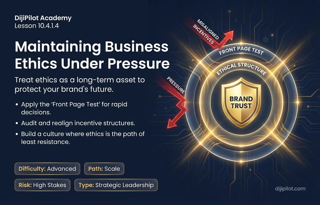 10.4.1.4 - How to Maintain Business Ethics Under Pressure (Difficulty: Advanced | Path: Scale)