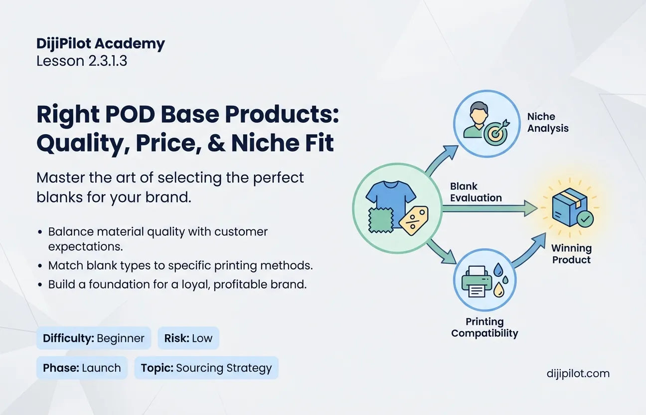 2.3.1.3 - How to Select the Right POD Base Products (Blanks) for Your Niche (Difficulty: Beginner | Path: Launch)