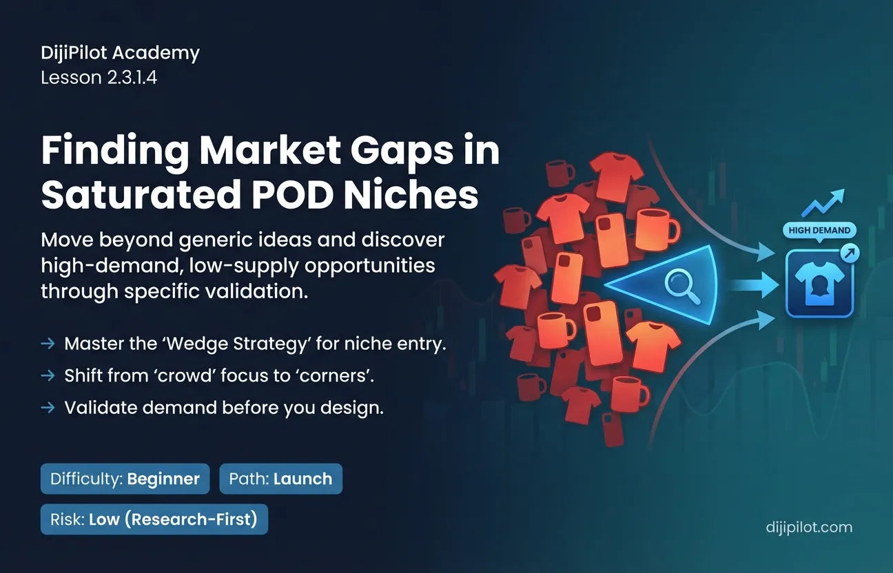 2.3.1.4 - How to Find a Market Gap in Saturated POD Niches (Difficulty: Beginner | Path: Launch)
