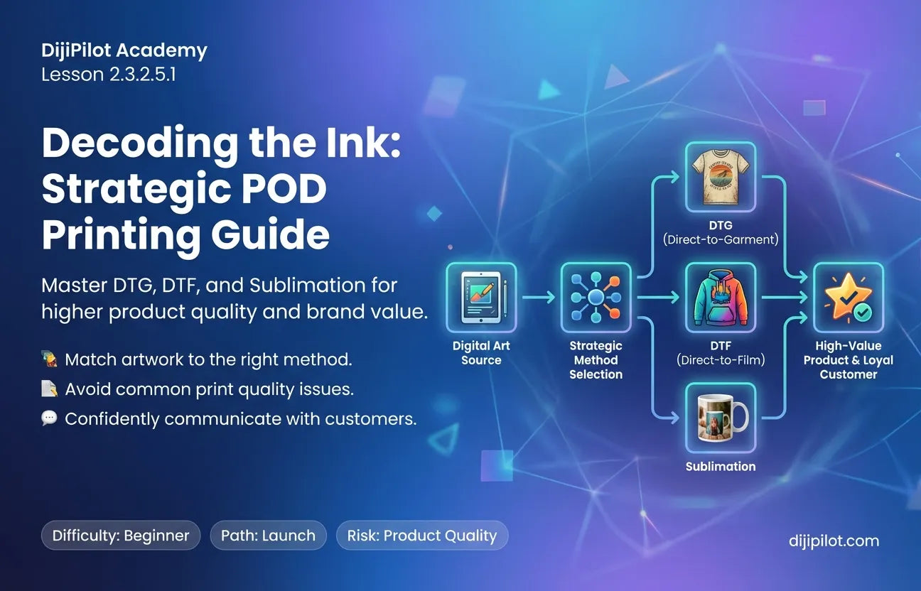 2.3.2.5.1 - How to Compare POD Printing Methods (DTG, DTF, Sublimation) (Difficulty: Beginner | Path: Launch)