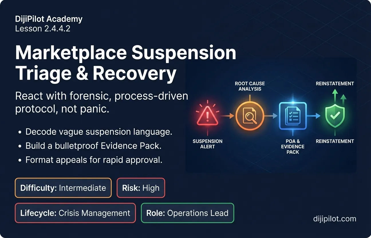 2.4.4.2 - Marketplace Suspension Triage & Evidence Packs for POD Sellers (Difficulty: Beginner | Path: Launch)