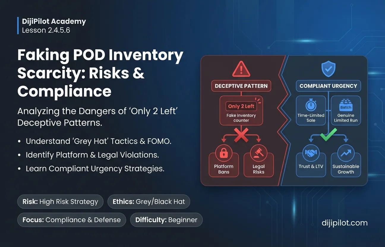 2.4.5.6 - Faking POD Inventory Scarcity (“Only 2 Left”) (Difficulty: Beginner | Ethics: Grey Hat | Path: Launch)