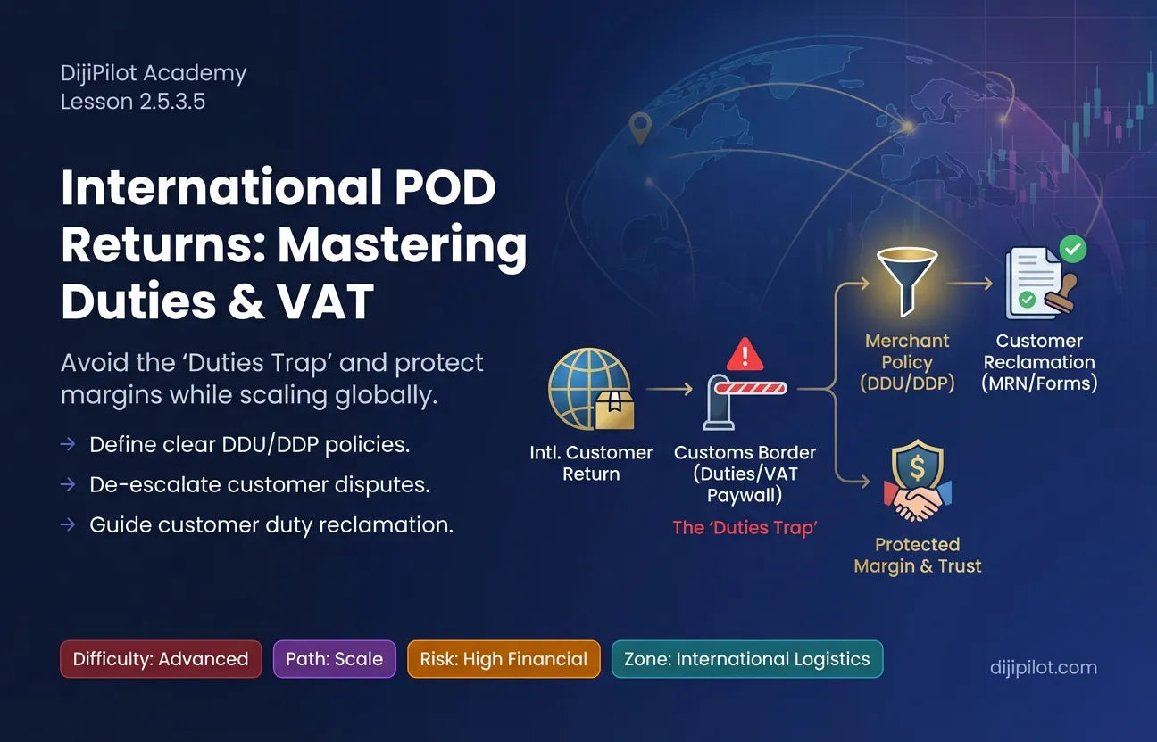 2.5.3.5 - How to Handle Duties & VAT in International POD Returns (Difficulty: Advanced | Path: Scale)