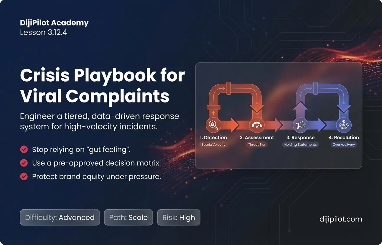 3.12.4 - What is a Crisis Playbook for Viral Complaints? (Difficulty: Advanced | Path: Scale)