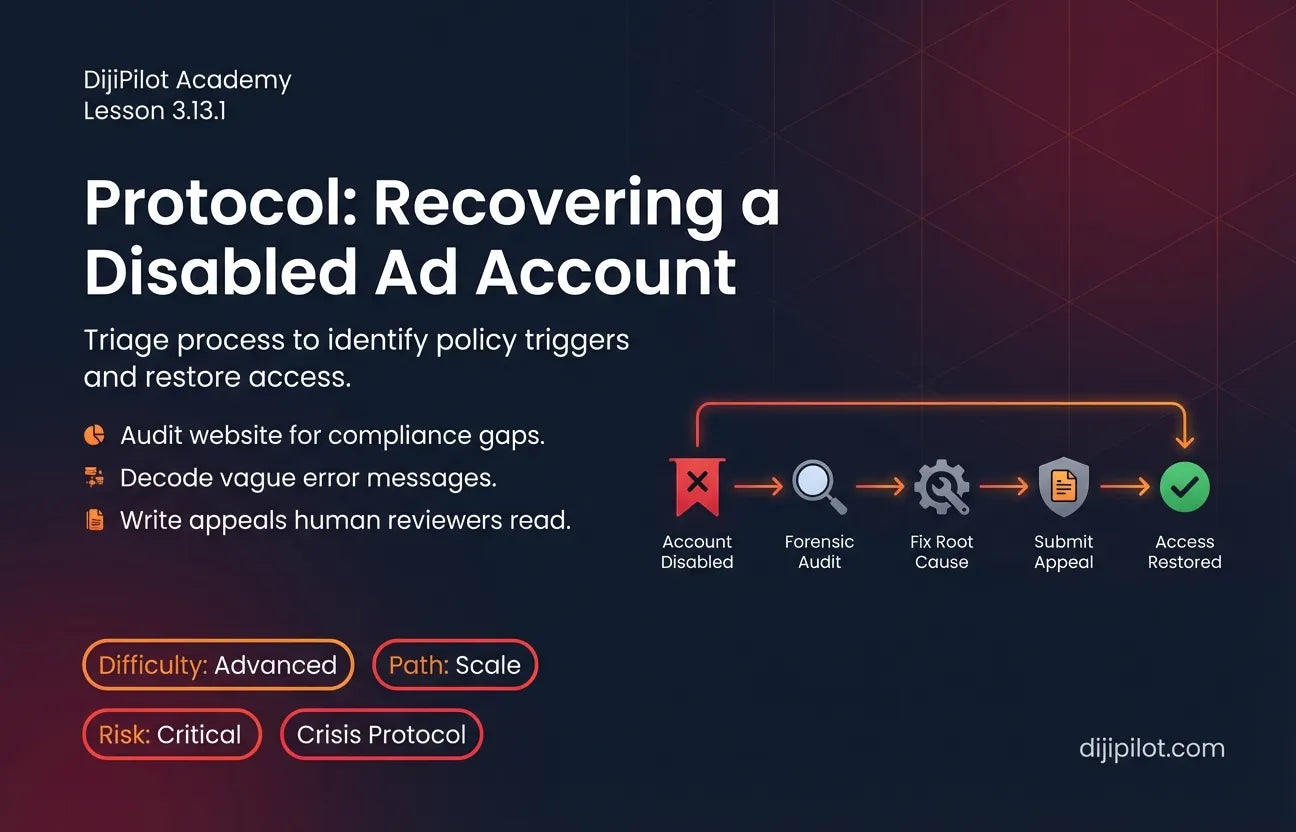 3.13.1 - What to do When Your Meta/Google Ad Account is Disabled (Difficulty: Advanced | Path: Scale)