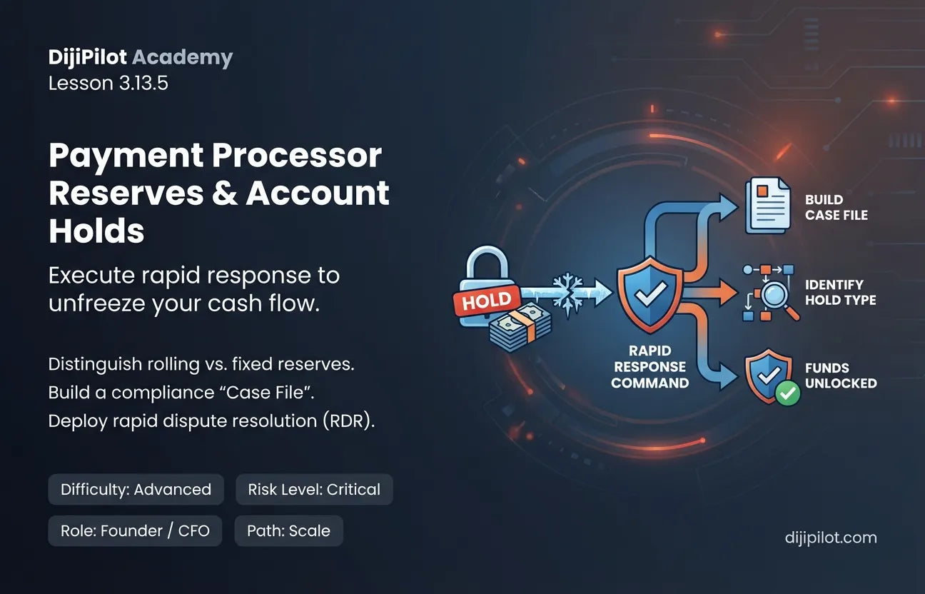 3.13.5 - Payment Processor Reserve / Account Hold: Rapid Response Checks (Difficulty: Advanced | Path: Scale)