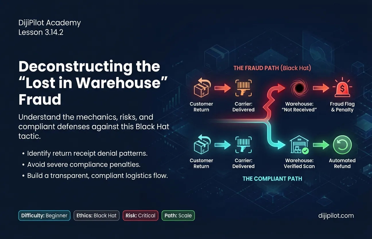 3.14.2 - The "Lost in Warehouse" Lie: Claiming a returned item never arrived to avoid paying the refund (Difficulty: Beginner | Ethics: Black Hat | Path: Scale)