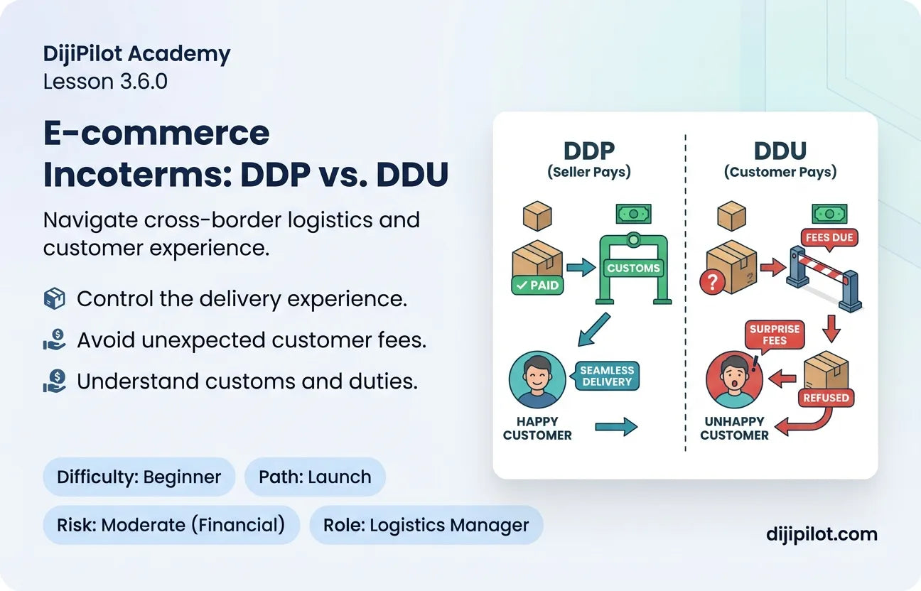 3.6.0 - Understanding E-commerce Incoterms: Delivered Duty Paid (DDP) vs. Unpaid (DDU) (Difficulty: Beginner | Path: Launch)