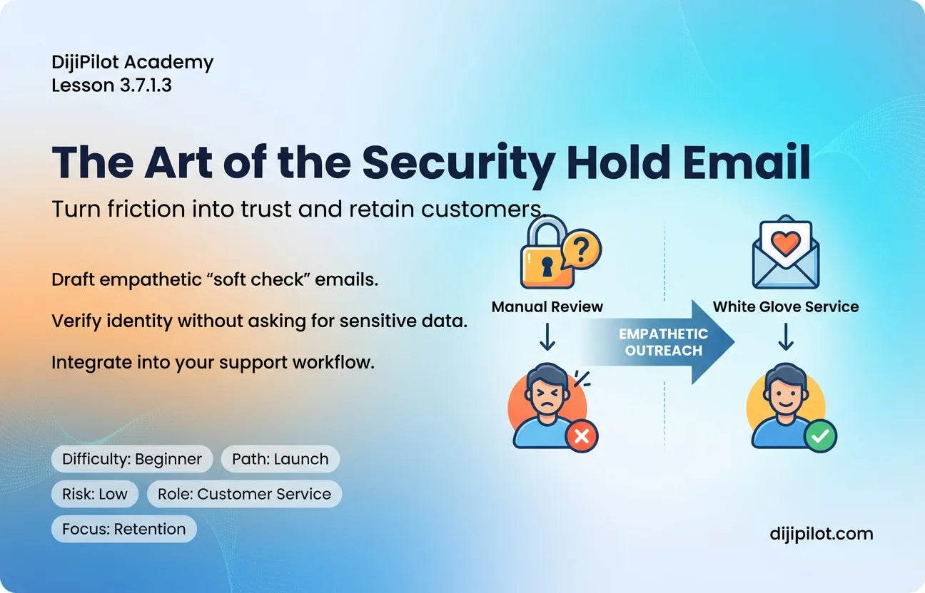 3.7.1.3 - How to Communicate with Customers During Security Holds on Their Orders (Difficulty: Beginner | Path: Launch)