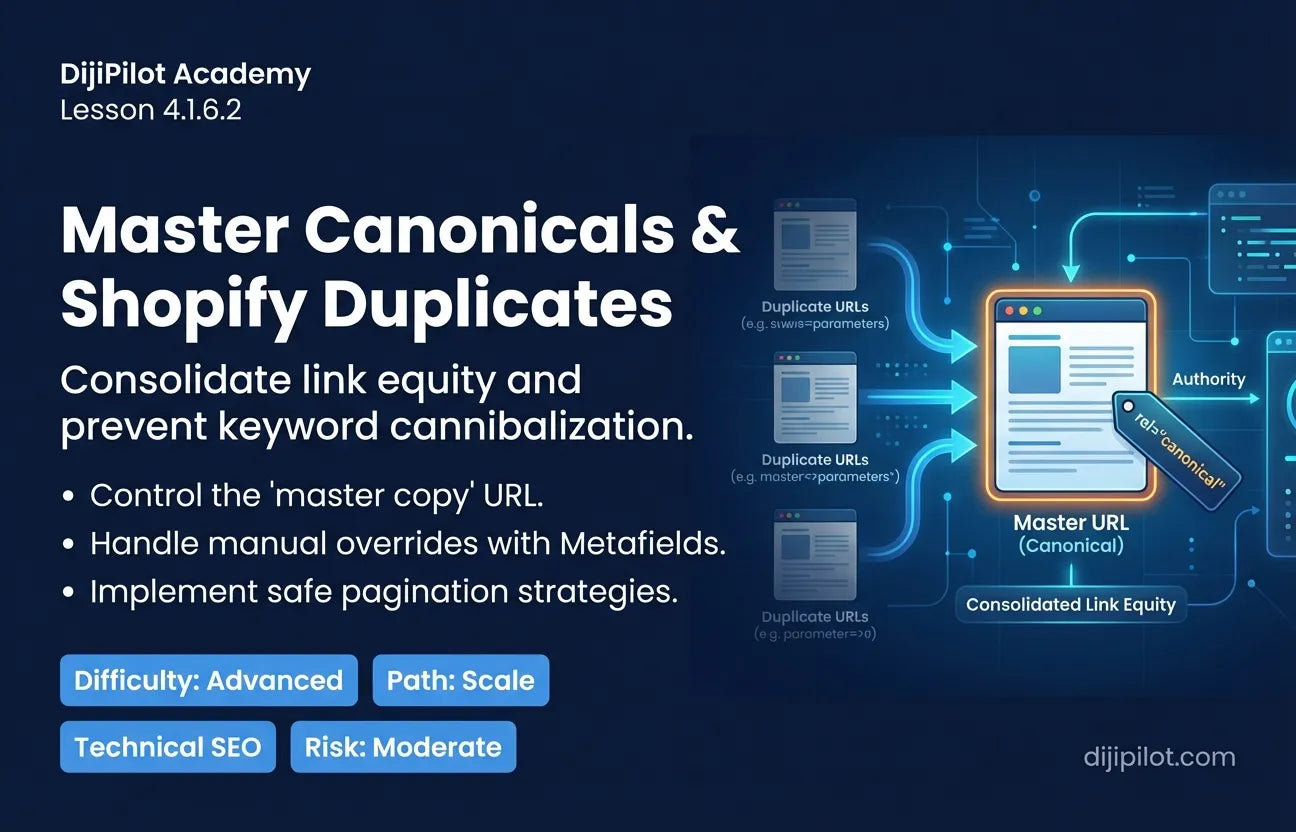 4.1.6.2 - What are Canonicals & How to Handle Duplicates in Shopify (Difficulty: Advanced | Path: Scale)