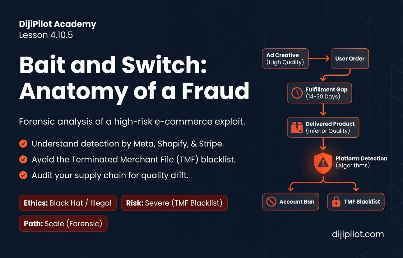 4.10.5 - "Bait and Switch" Ads: Advertising a high-quality product but shipping a low-quality knockoff (Difficulty: Beginner | Ethics: Black Hat | Path: Scale)