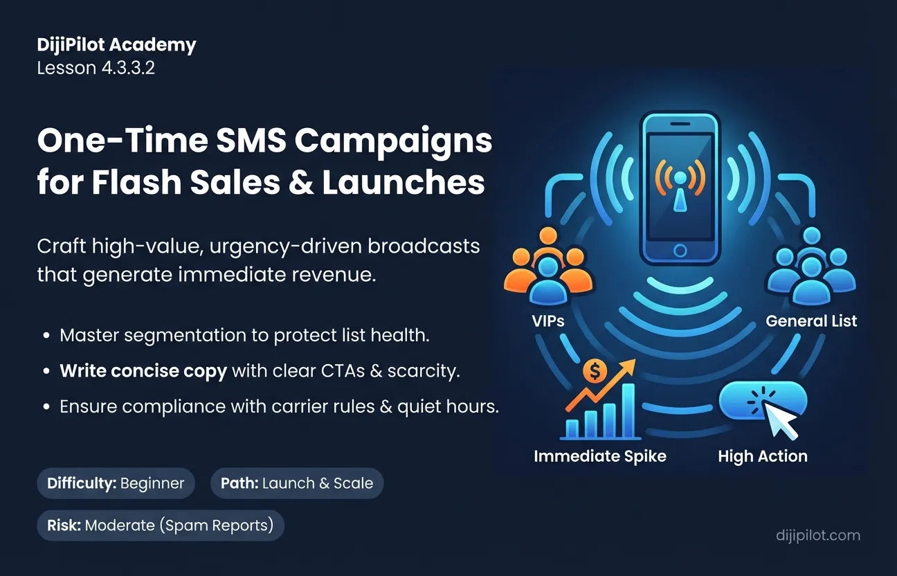4.3.3.2 - How to Run One-Time SMS Campaigns (Flash Sales & Launches) (Difficulty: Beginner | Path: Launch)