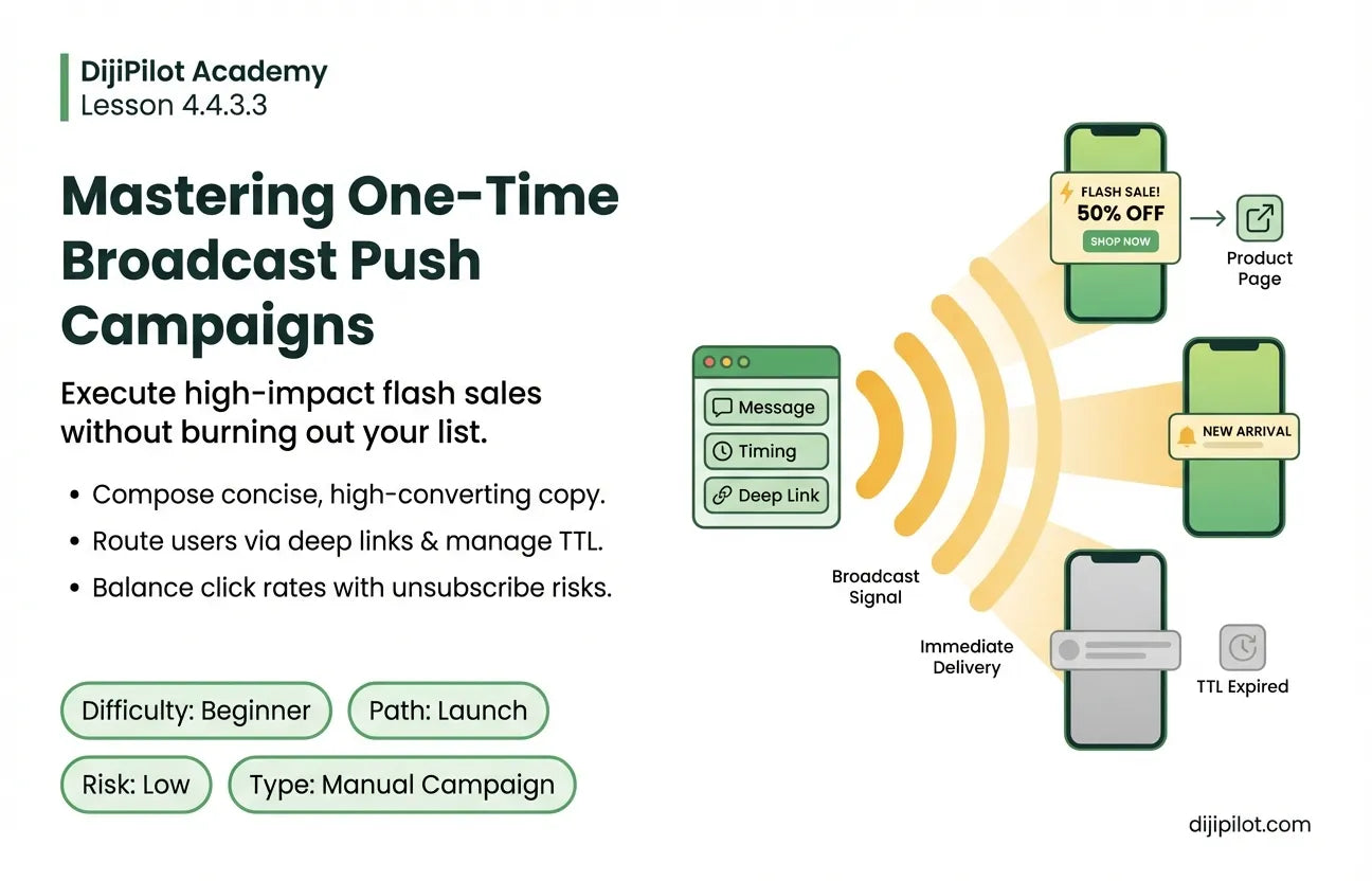 4.4.3.3 - How to Run One-Time "Broadcast" Push Campaigns (Flash Sales) (Difficulty: Beginner | Path: Launch)