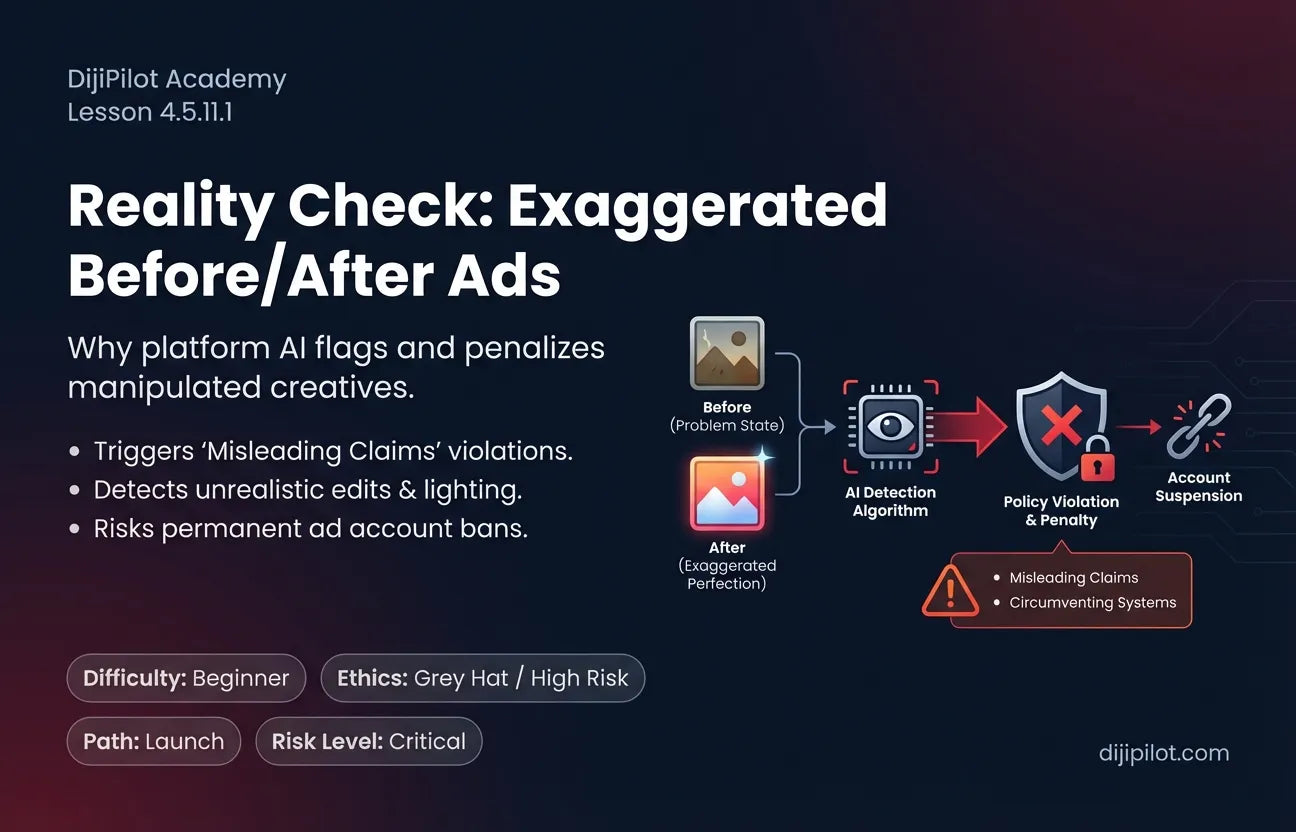 4.5.11.1 - Using exaggerated before/after images in Ad Creatives? (Difficulty: Beginner | Ethics: Grey Hat | Path: Launch)