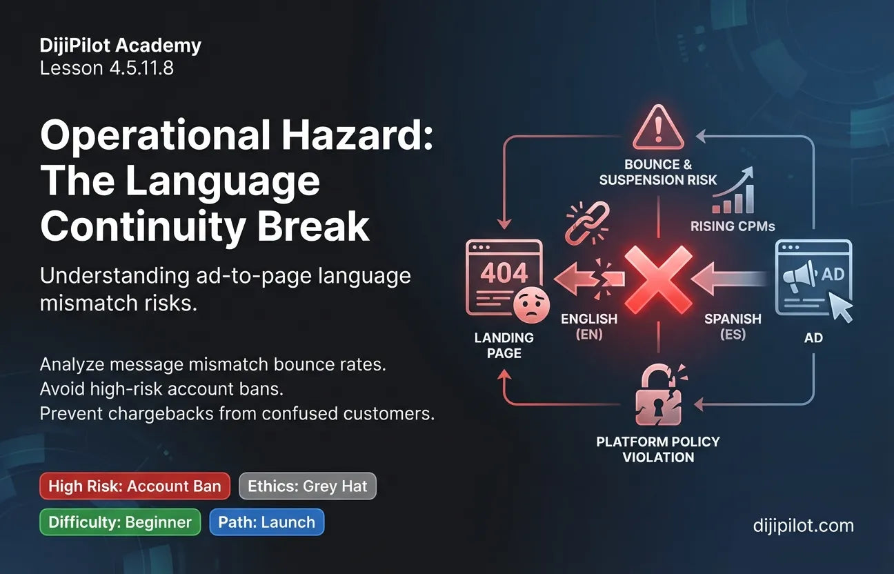 4.5.11.8 - Running ads in a language you can’t support after the click? (Difficulty: Beginner | Ethics: Grey Hat | Path: Launch)