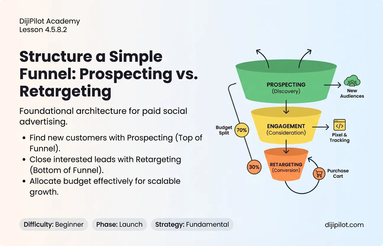 4.5.8.2 - How to Structure a Simple Funnel: Prospecting vs. Retargeting (Difficulty: Beginner | Path: Launch)