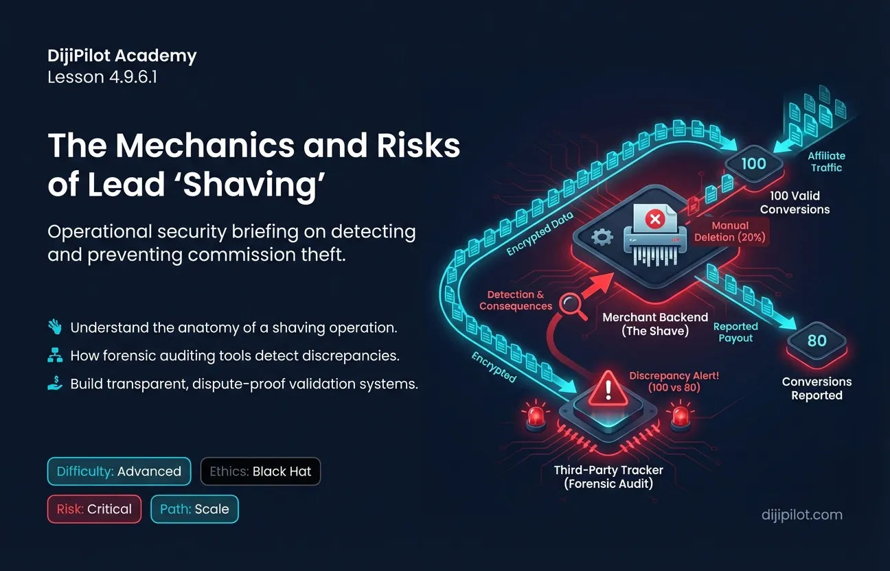 4.9.6.1 - "Shaving" Leads: Manually deleting 20% of legitimate affiliate conversions to save money (Difficulty: Advanced | Ethics: Black Hat | Path: Scale)