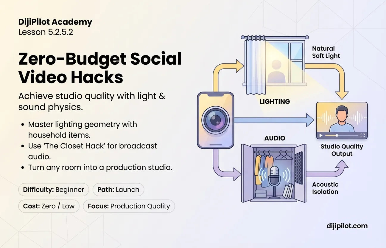 5.2.5.2 - Zero-Budget Lighting & Audio Hacks for Social Video (Difficulty: Beginner | Path: Launch)