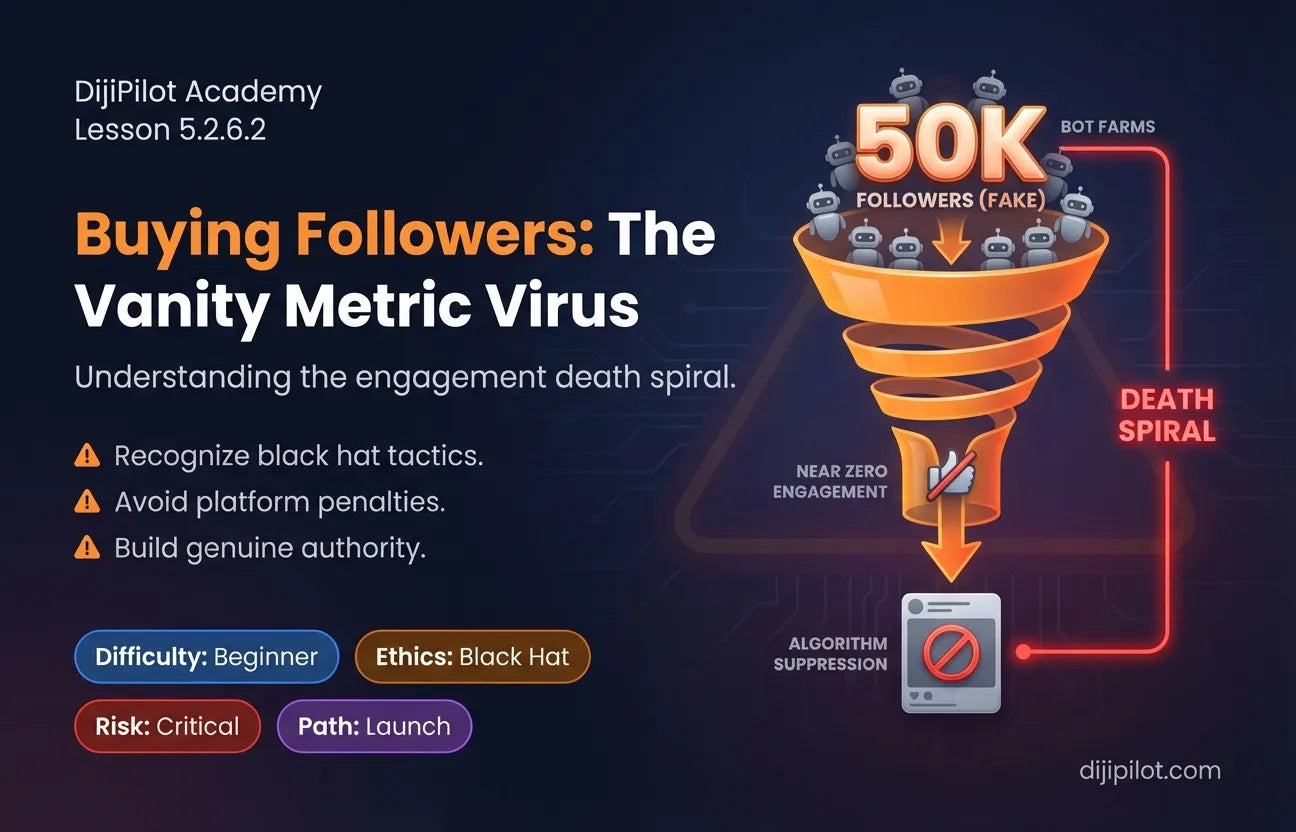 5.2.6.2 - Buying "High Quality" Followers: Why "real people" bot farms still destroy your reach (Difficulty: Beginner | Ethics: Black Hat | Path: Launch)