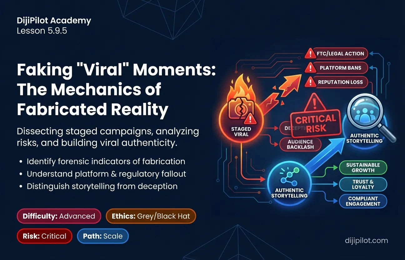 5.9.5 - Faking "Viral" Moments: Staging a controversy or "accident" just to get views (Difficulty: Advanced | Ethics: Grey Hat | Path: Scale)