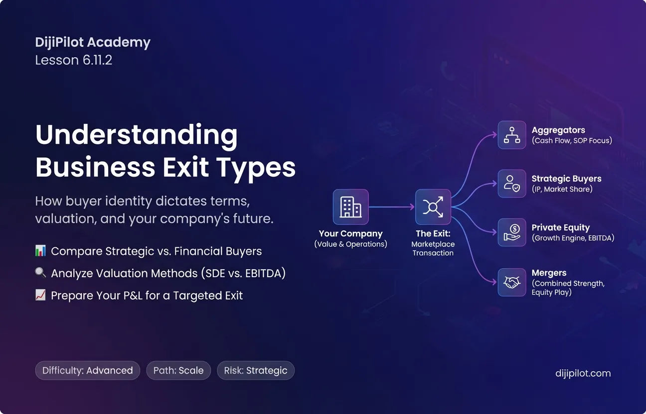 6.11.2 - Understanding the Different Types of Exits (Acquisition, Merger, etc.) (Difficulty: Advanced | Path: Scale)