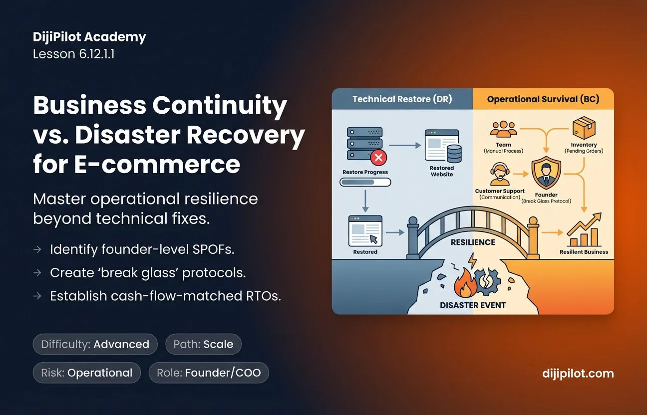 6.12.1.1 - What is Business Continuity vs. Disaster Recovery for E-commerce Businesses? (Difficulty: Advanced | Path: Scale)