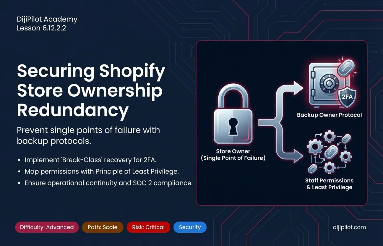 6.12.2.2 - Managing Shopify Store Ownership vs. Staff Permissions for Redundancy (Difficulty: Advanced | Path: Scale)