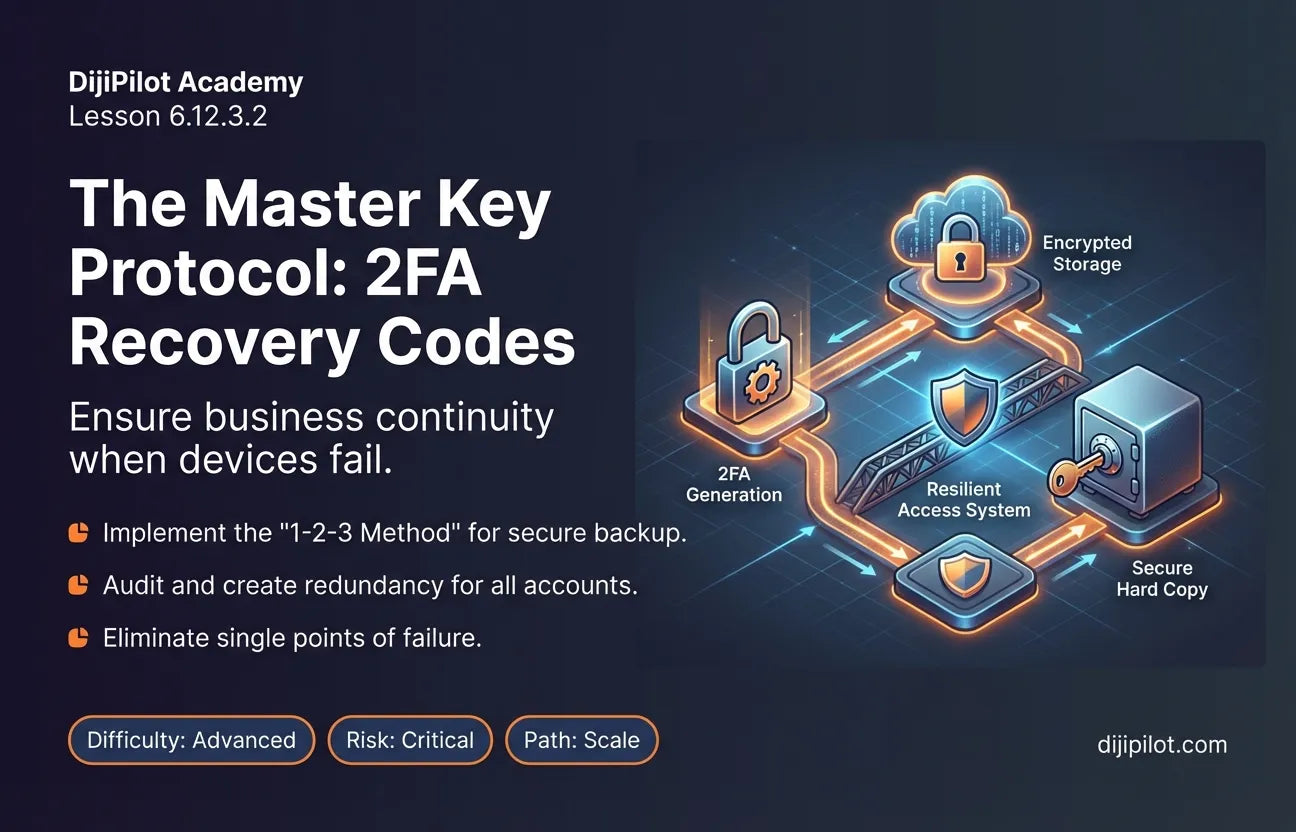 6.12.3.2 - How to Generate and Securely Store 2FA Recovery Codes (Shopify, Google, etc.) (Difficulty: Advanced | Path: Scale)
