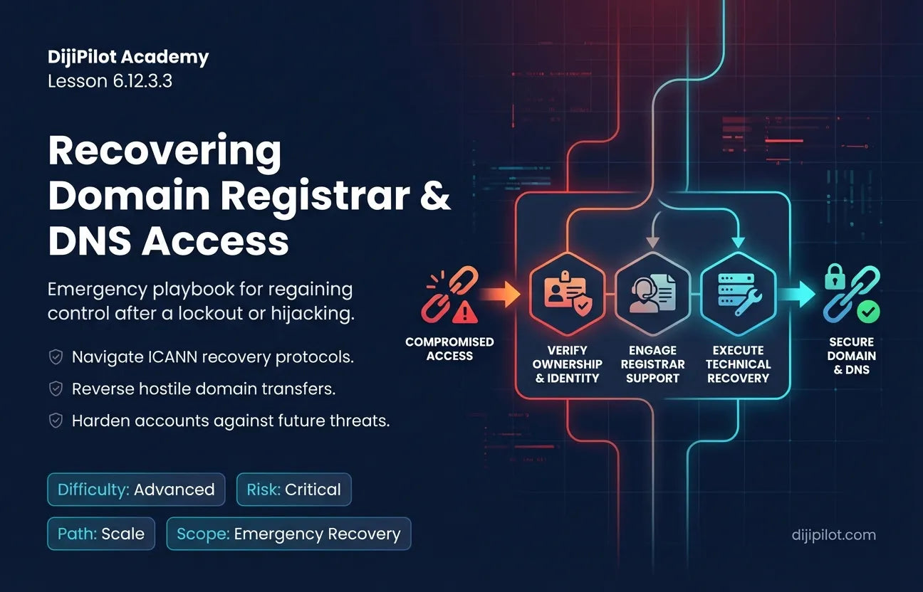 6.12.3.3 - Recovering Your E-commerce Domain Registrar & DNS Access (Difficulty: Advanced | Path: Scale)