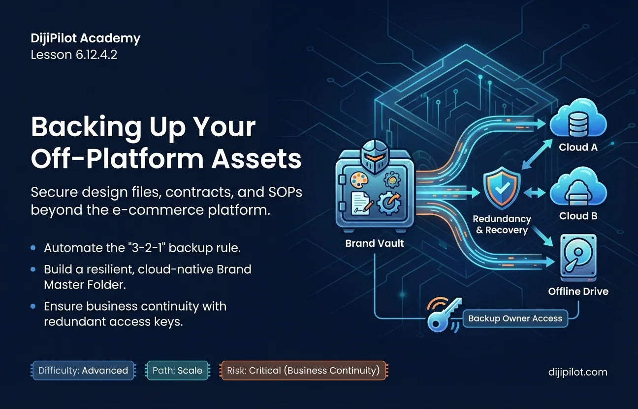 6.12.4.2 - Backing Up Your E-commerce “Off-Platform” Assets (Design Files, Contracts, SOPs) (Difficulty: Advanced | Path: Scale)