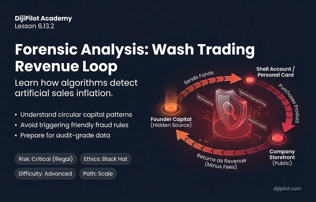 6.13.2 - Wash Trading: Buying your own products to inflate sales volume for investors or rankings (Difficulty: Advanced | Ethics: Black Hat | Path: Scale)